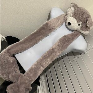 Plush Gray Animal Scarf for Kids